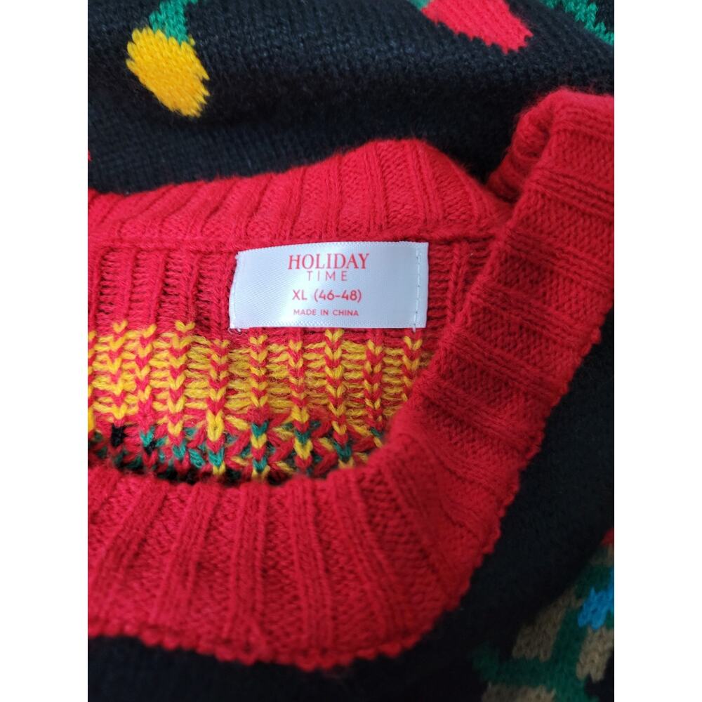 Holiday Time Unisex SZ XL Ugly Christmas Sweater Reindeer embroidered Sweater - Picture 2 of 3